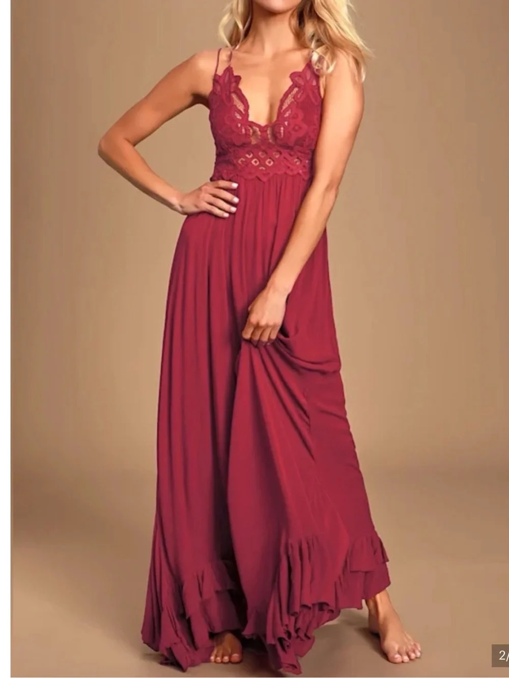 Free People Adella Lace Top Maxi Dress